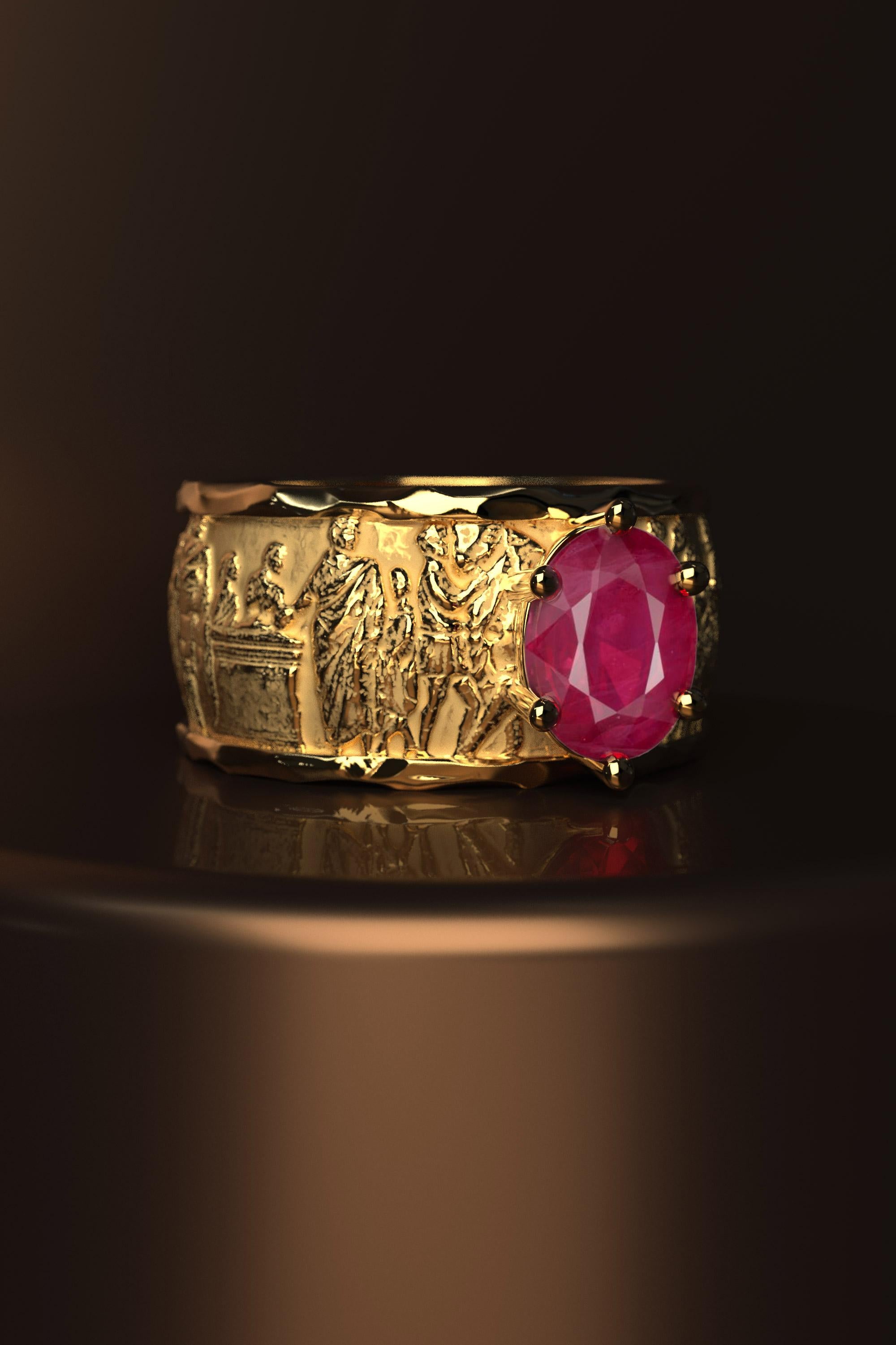 For Sale:  Burma Ruby Ring in 18k Solid Gold, Designed and Crafted in Italy 6