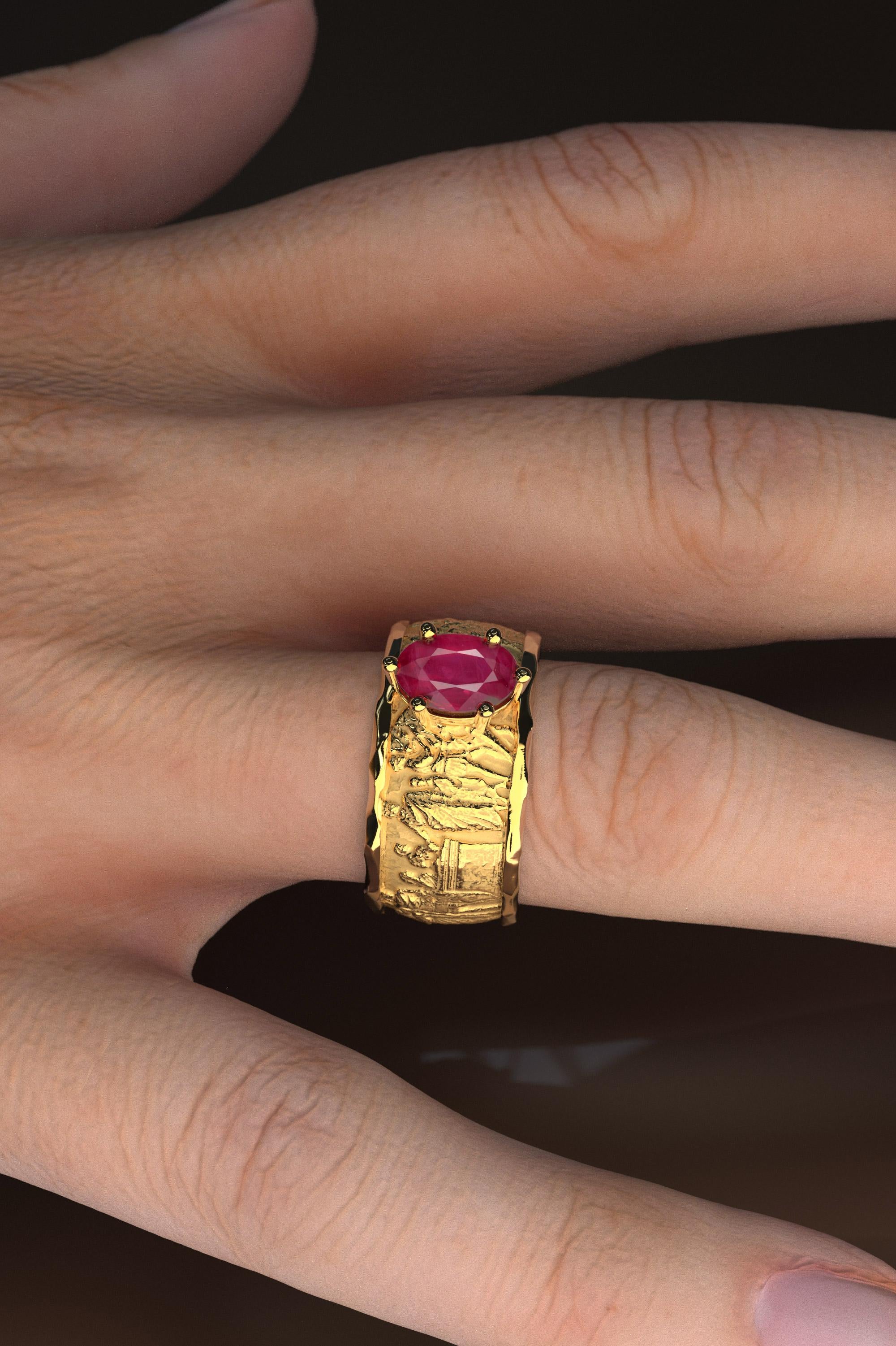 For Sale:  Burma Ruby Ring in 18k Solid Gold, Designed and Crafted in Italy 7