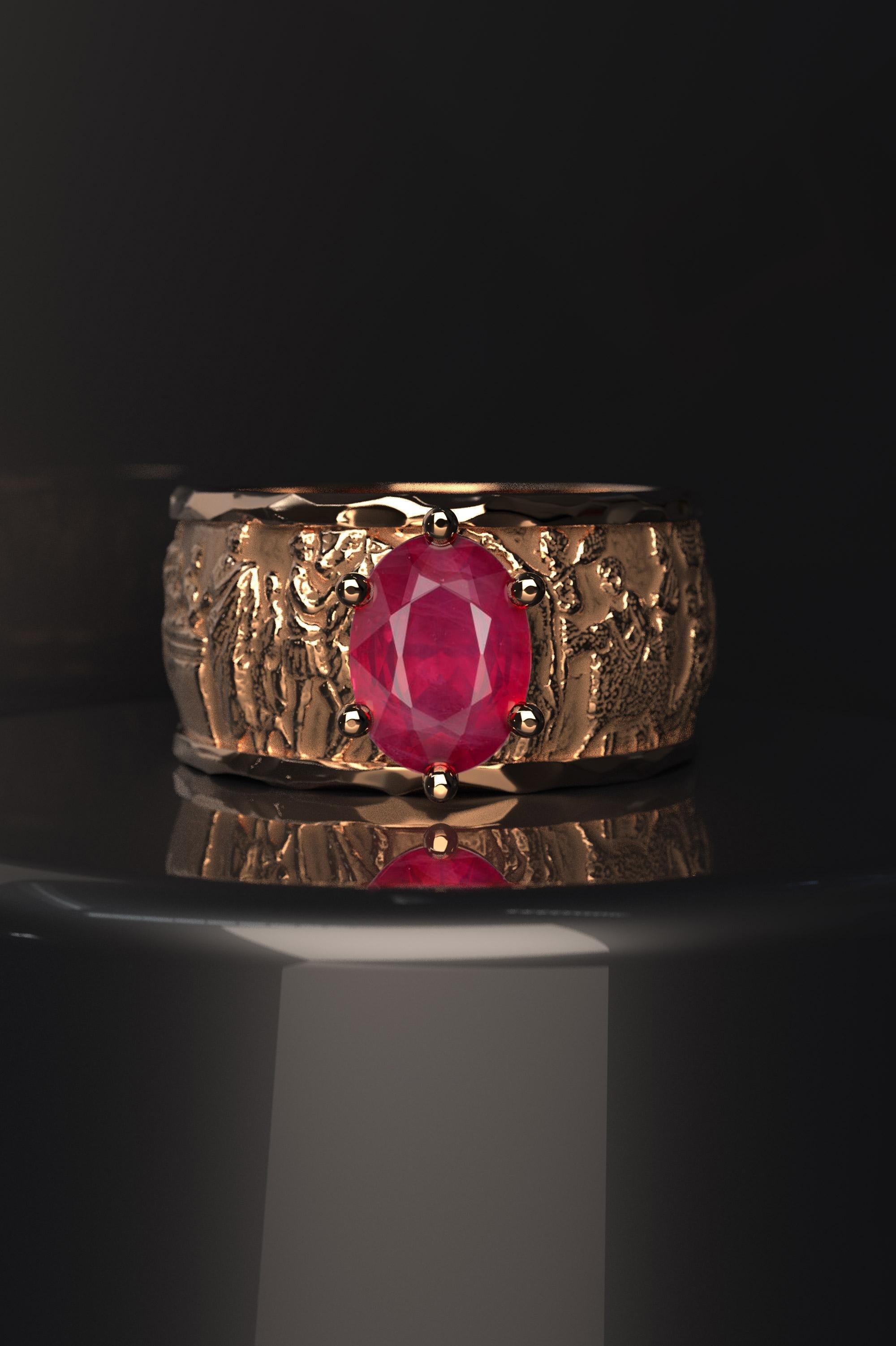 For Sale:  Burma Ruby Ring in 18k Solid Gold, Designed and Crafted in Italy 9