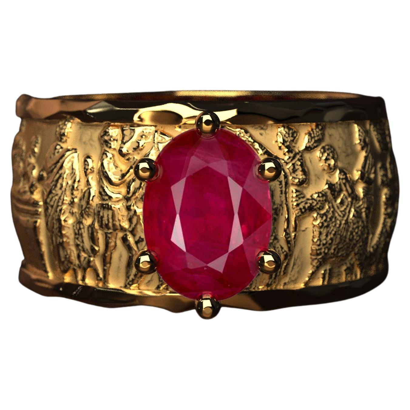 For Sale:  Burma Ruby Ring in 18k Solid Gold, Designed and Crafted in Italy