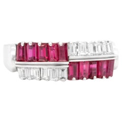 Burma Ruby Ring With Diamonds 1.40 Carats Carats 18K White Gold