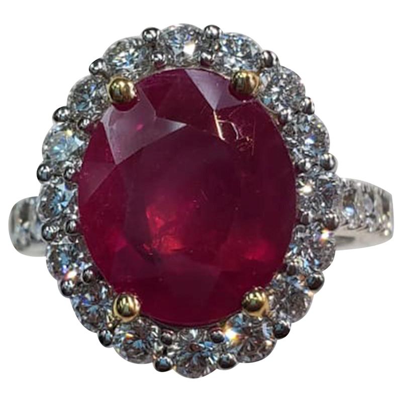 GIA Certified Ruby Ring with Diamonds