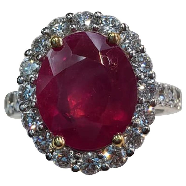 GIA Certified Ruby Ring with Diamonds For Sale