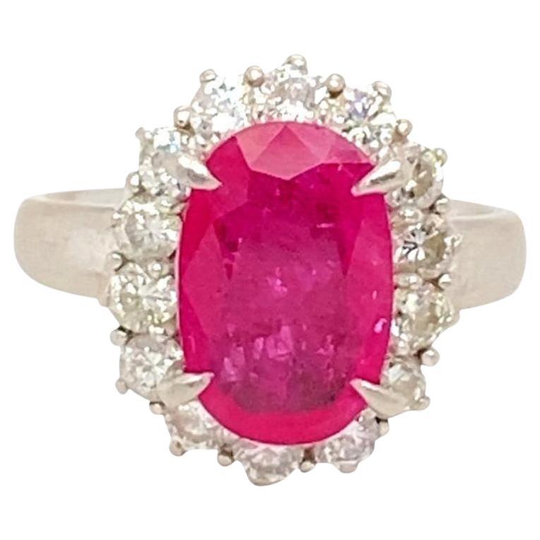 Burma Ruby Diamond Ring For Sale at 1stDibs