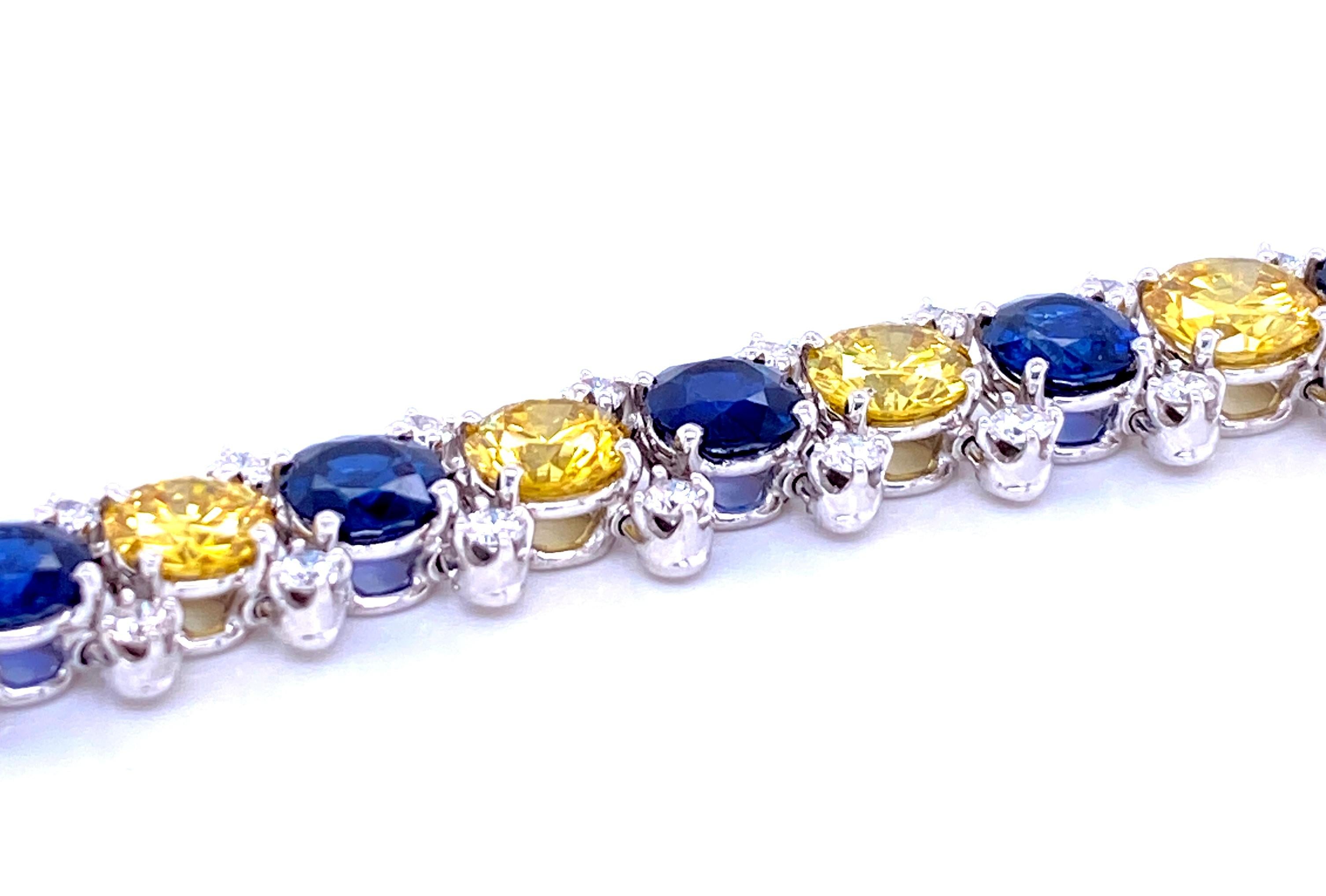 Contemporary Burma Sapphire and Yellow Diamond Bracelet