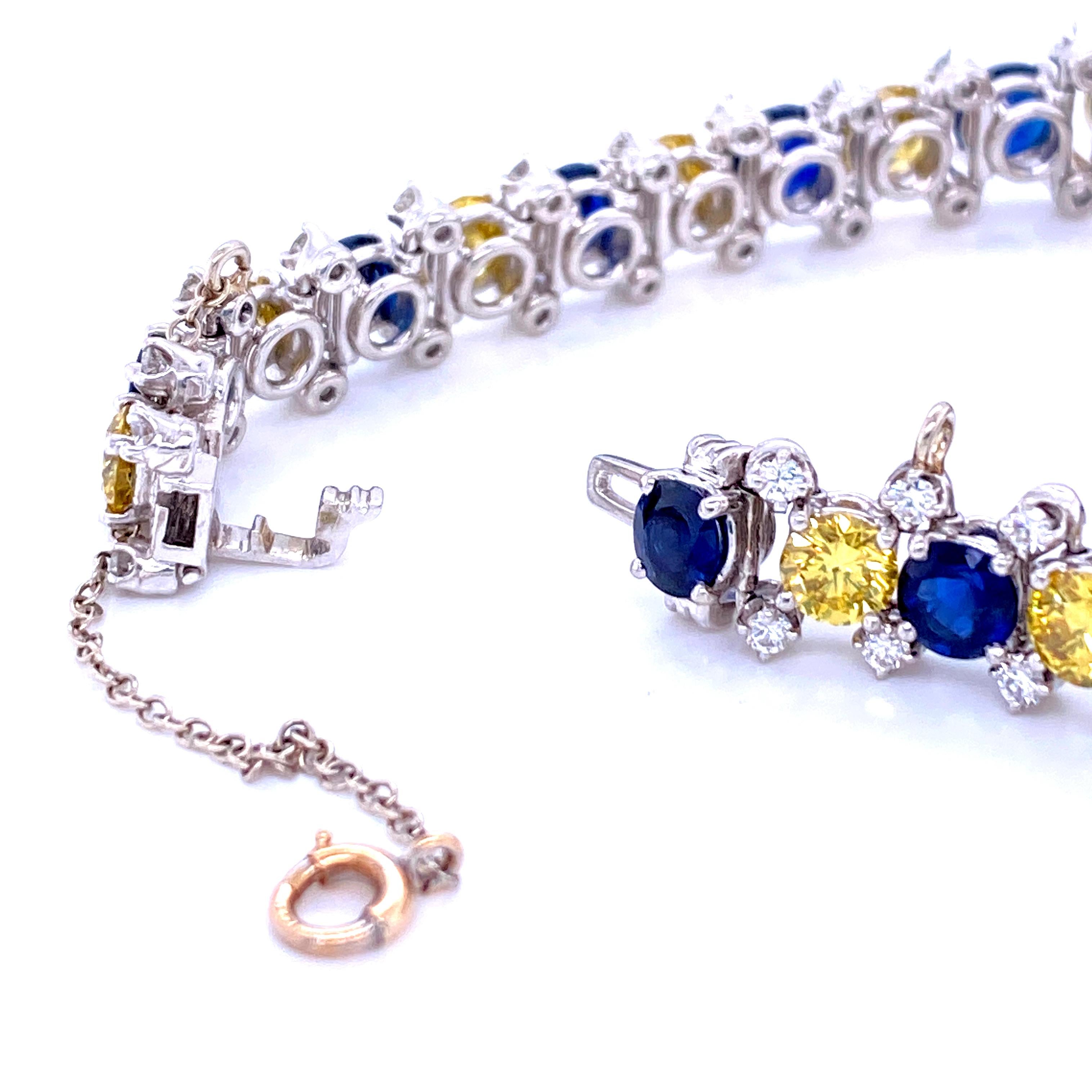 Burma Sapphire and Yellow Diamond Bracelet In Good Condition In Towson, MD