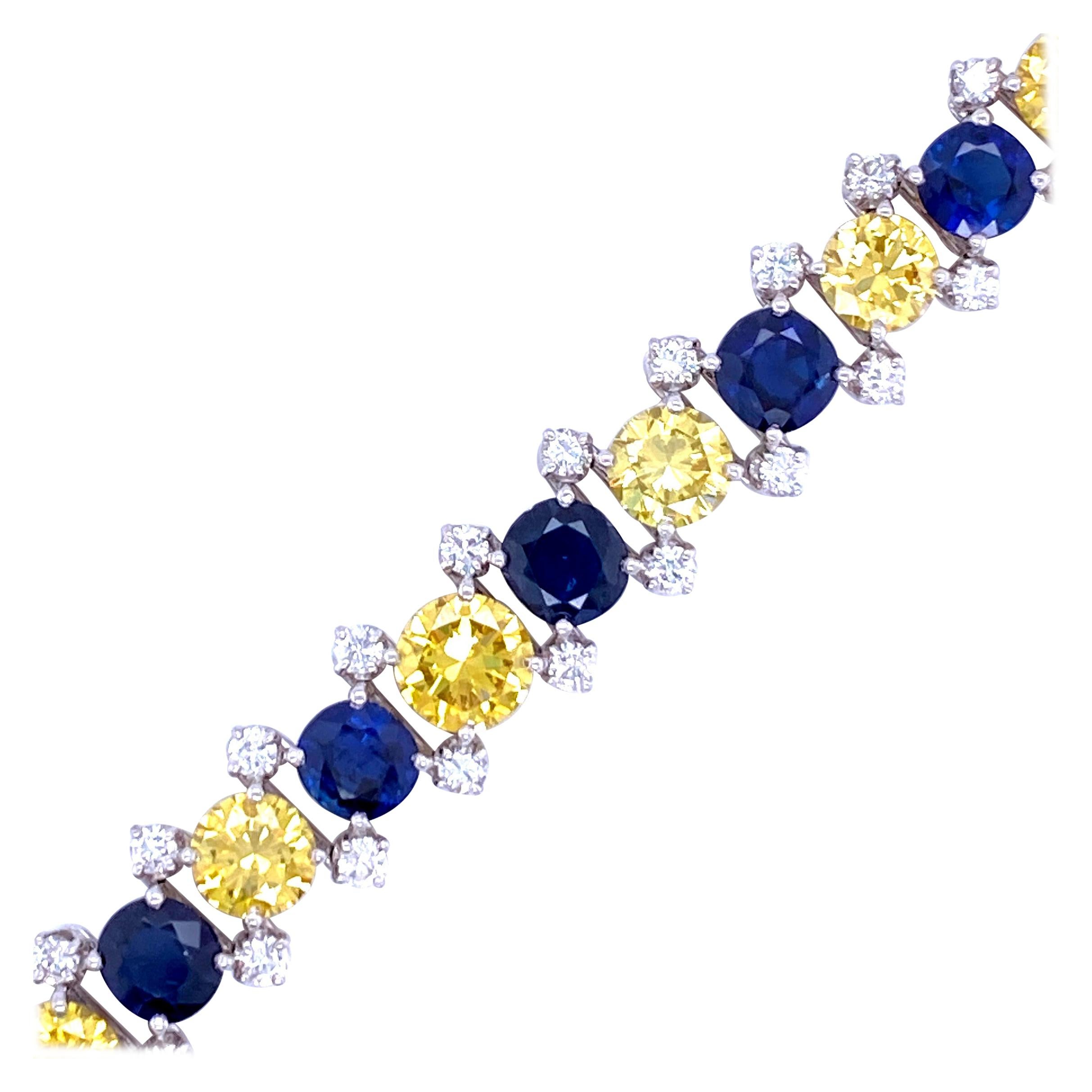 Burma Sapphire and Yellow Diamond Bracelet