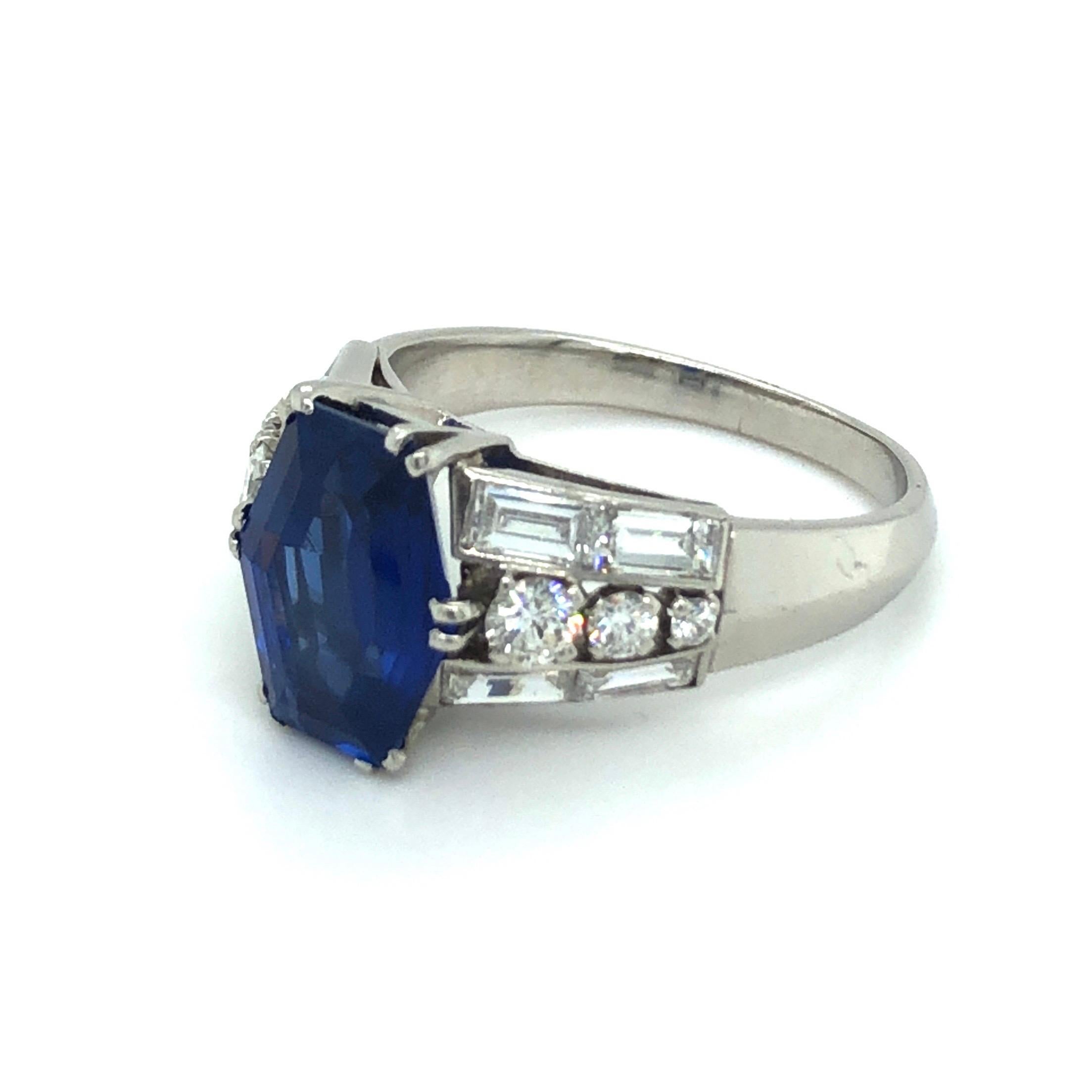 Contemporary Burma Sapphire Diamond Platinum Dress Ring For Sale