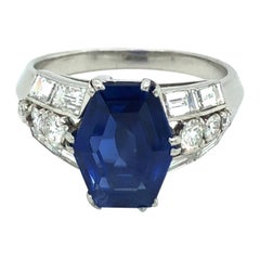 Burma Zafiro Diamante Vestido Anillo Platino