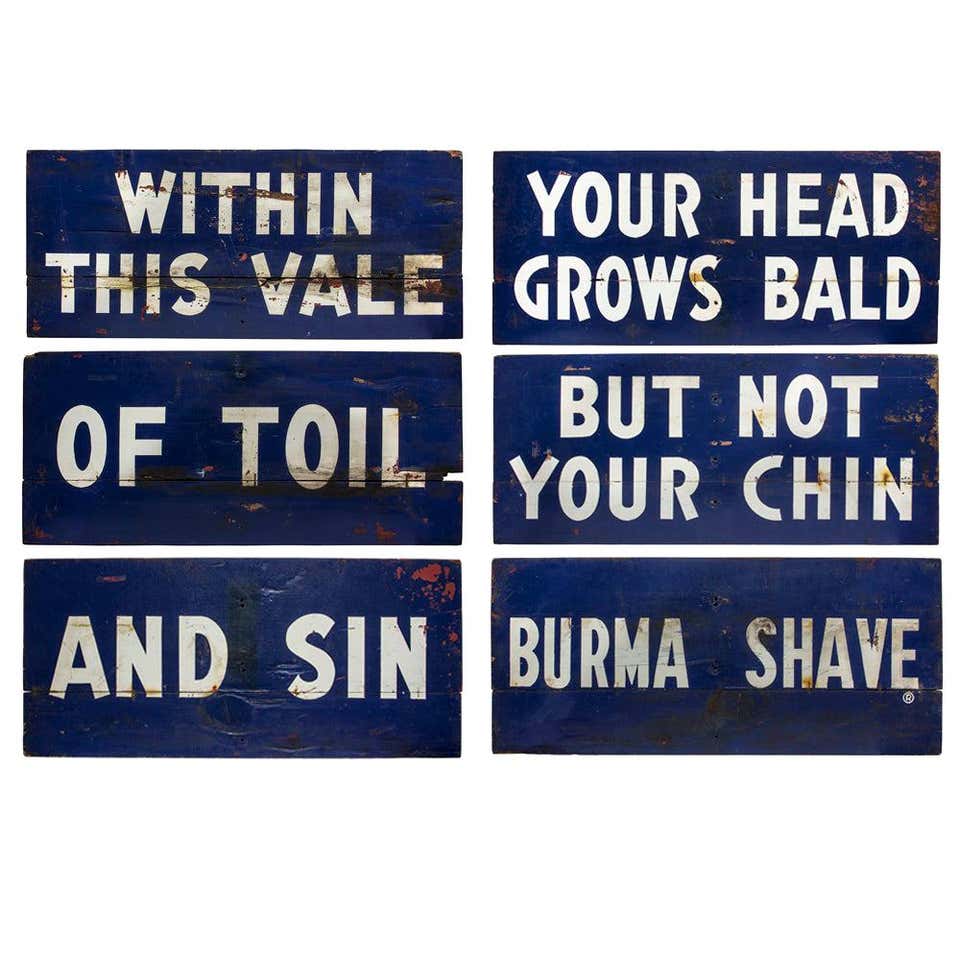 Burma Shave Roadside Signs For Sale