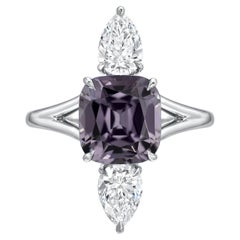 Burma Spinel Ring 3.14 Carat Cushion Cut