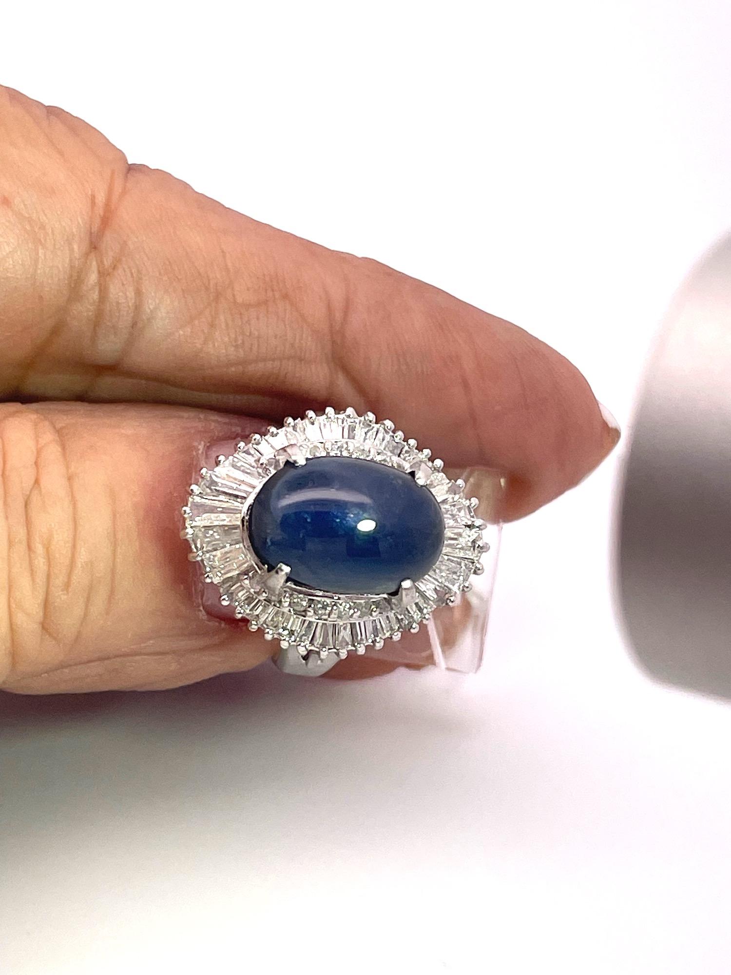 Oval Cut Burma Star Sapphire with Diamond Surround 11 carats no heat For Sale