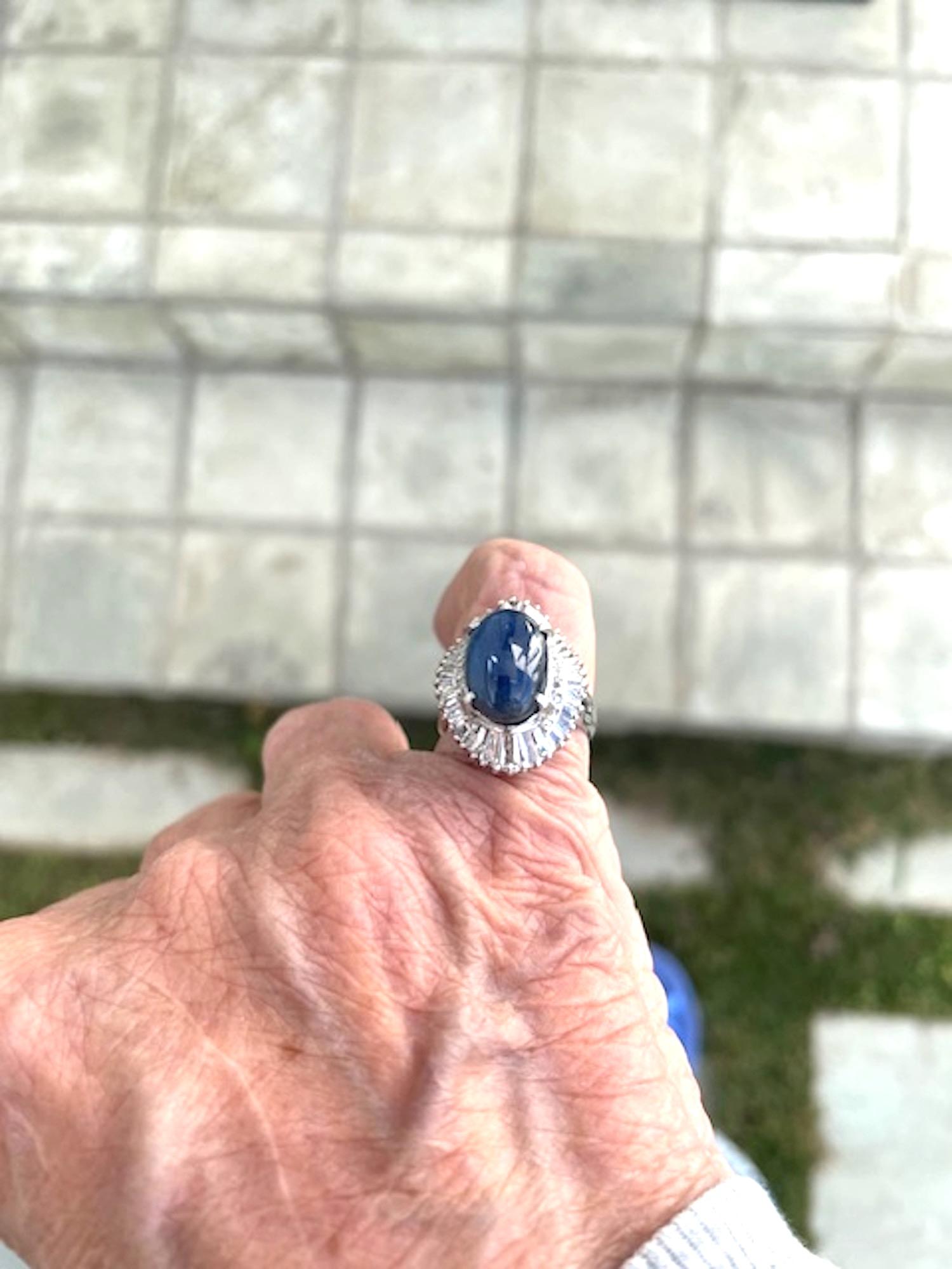 Burma Star Sapphire with Diamond Surround 11 carats no heat In Good Condition For Sale In North Hollywood, CA