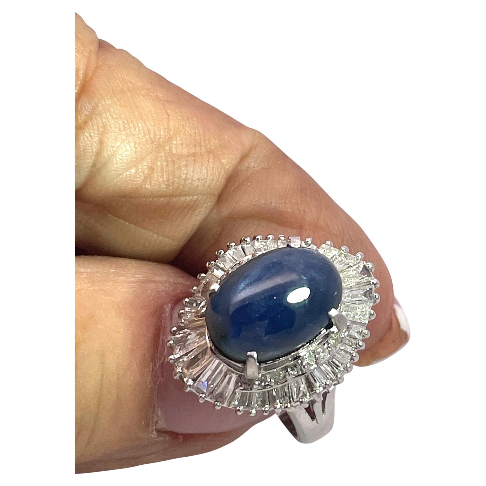 Burma Star Sapphire with Diamond Surround 11 carats no heat For Sale