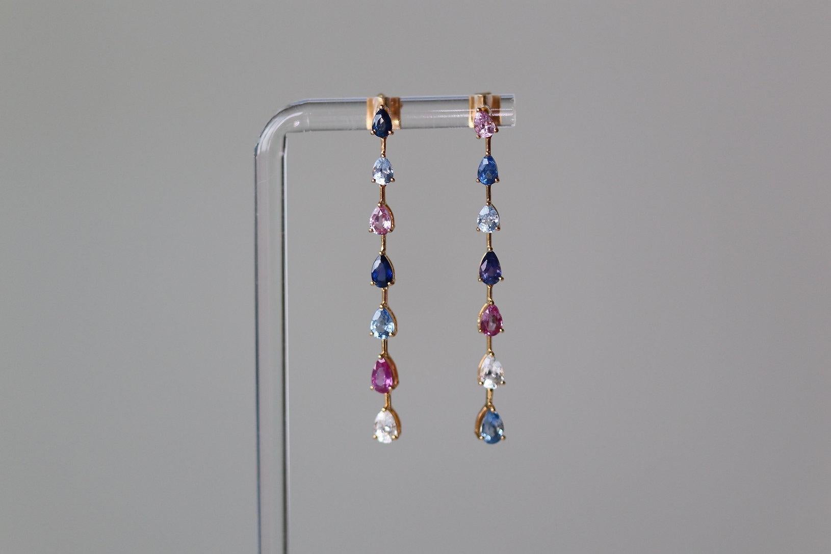 Check out these stunning No Heat Burma Sapphire Pear Drop Earrings! They're a chic 5cm long, giving off an elegant vibe without being too flashy, making them perfect for summer outings or dinner dates. Each sapphire in these earrings is sourced from