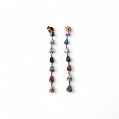 Burma Unheated Fancy Color Sapphire Drop Earring