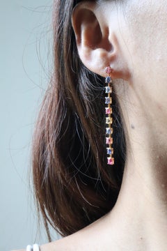 Burma Unheated Fancy Color Sapphire Drop Earring
