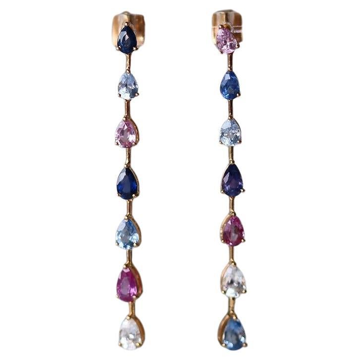 Burma Unheated Fancy Color Sapphire Drop Earring For Sale