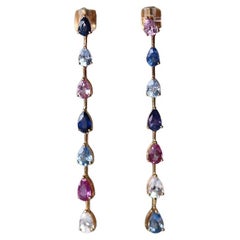 Burma Unheated Fancy Color Sapphire Drop Earring