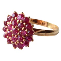 Burma Unheated Pinkish Red flower ruby ring in 18k solid gold