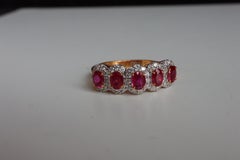 Burma Unheated Ruby and Diamond Ring in 18K Yellow Gold