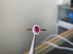 Burma Unheated Ruby and Natural Diamond Ring in 18K Gold