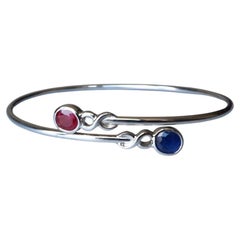 Burma Unheated Ruby and sapphire Toi Et moi Bangle