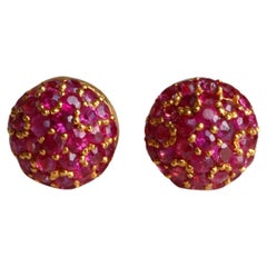 Burma Unheated Ruby earrings in 18k Yellow Gold