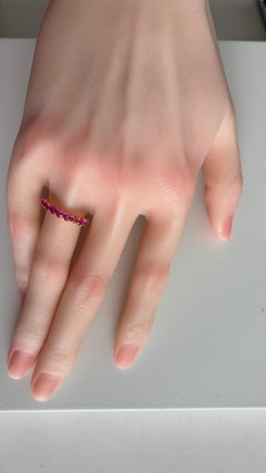 Burma Unheated Ruby or Pink Sapphire Ring in 18k gold (Ruby Half Eternity Ring)