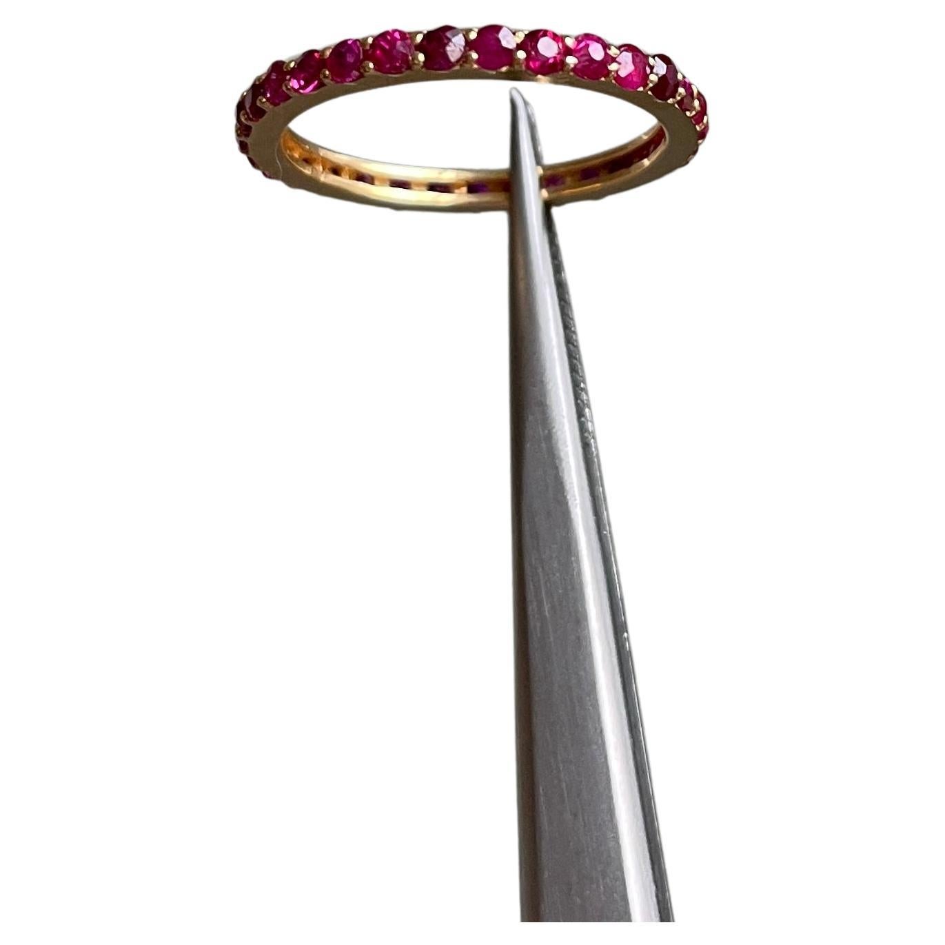Burma Unheated Ruby Ring in 18K Gold (Ruby full eternity ring)