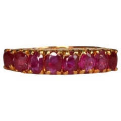 Burma Unheated Ruby Ring in 18k gold (Ruby Half Eternity Ring)