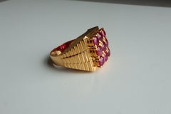 Burma Unheated Ruby Ring in 18K Yellow Gold (Ruby Unisex Ring)
