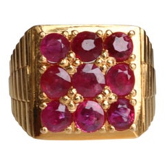 Anello con rubino non riscaldato Burma in oro giallo 18 carati (Anello unisex con rubino)