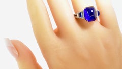 Burma Unheated Sapphire, 8.92 ct. AGL Certified Diamond Art Deco Platinum Ring