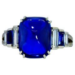 Burma Unheated Sapphire, 8.92 ct. AGL Certified Diamond Art Deco Platinum Ring