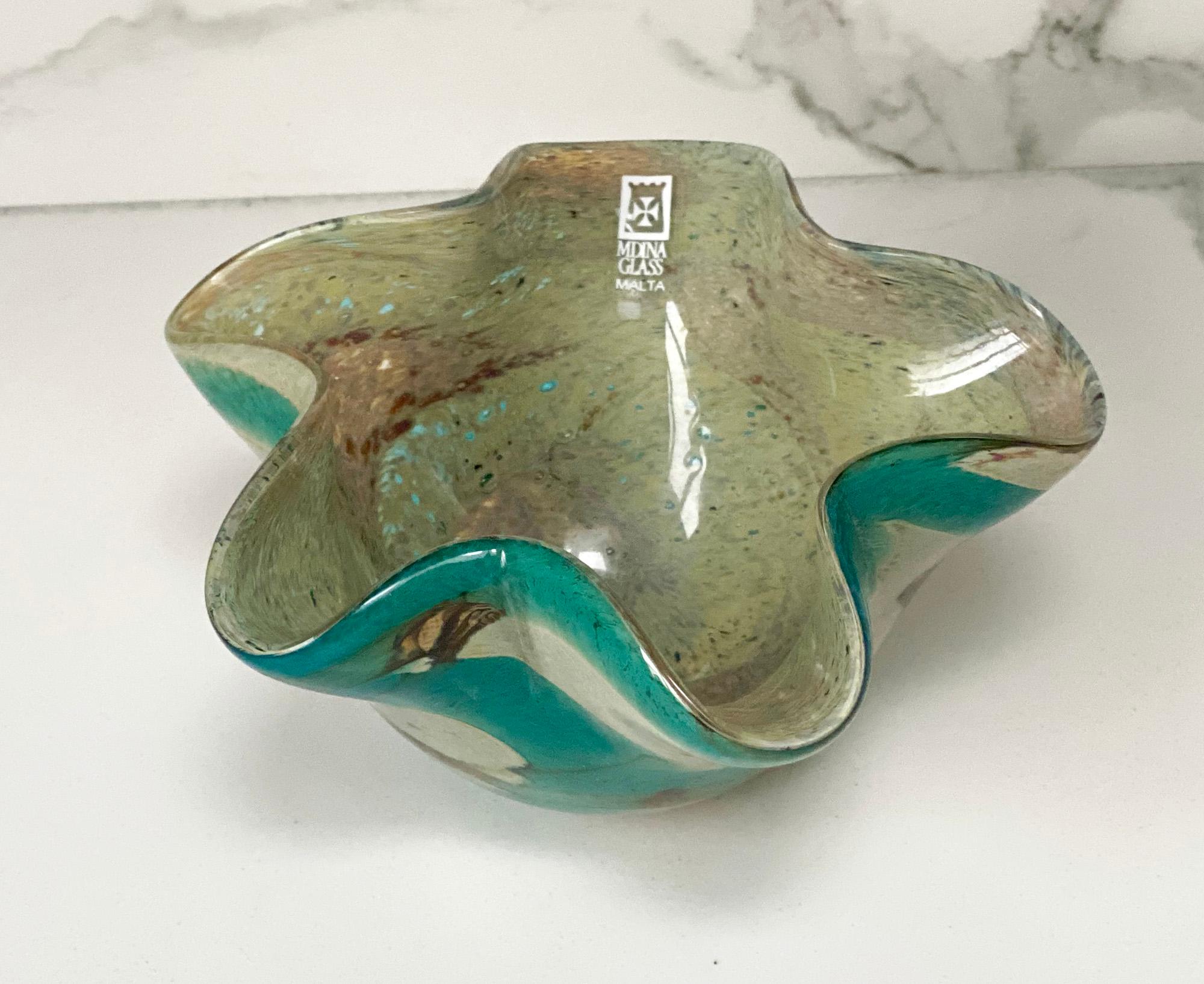 Art Nouveau  Burmantofts Faience Bottle Vase & Mdina Glass Bowl