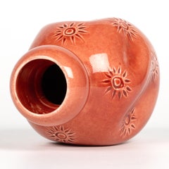 Burmantofts Faience Dull Pink Glazed Sun Burst Pattern Art Pottery Vase