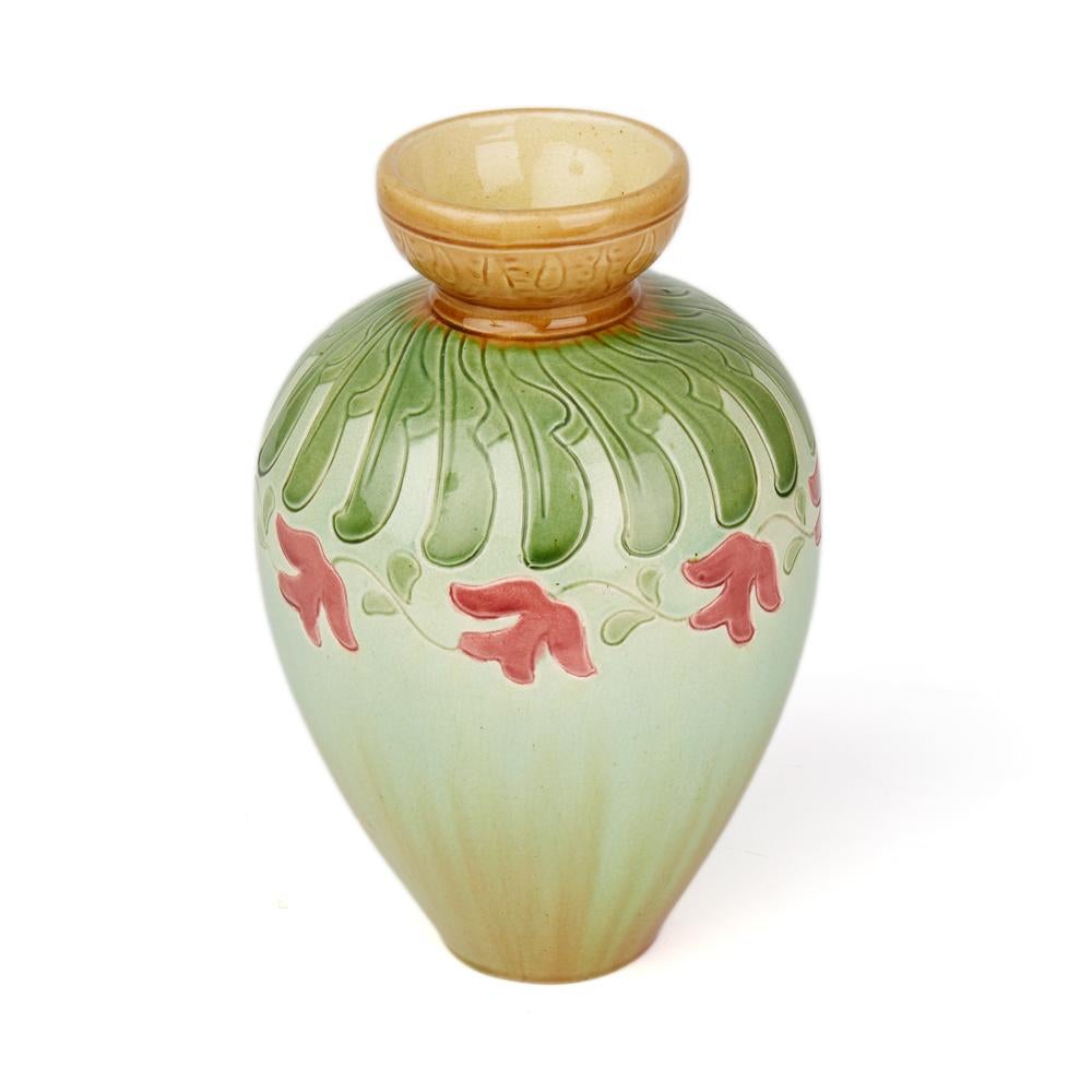 English Burmantofts Faience Floral Frieze Vase