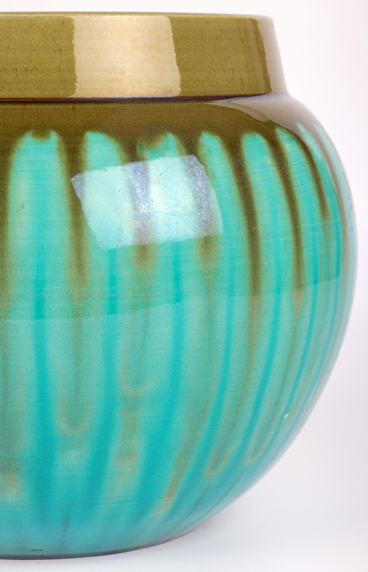 English Burmantofts Faience Large Exceptional Streak Glazed Vase