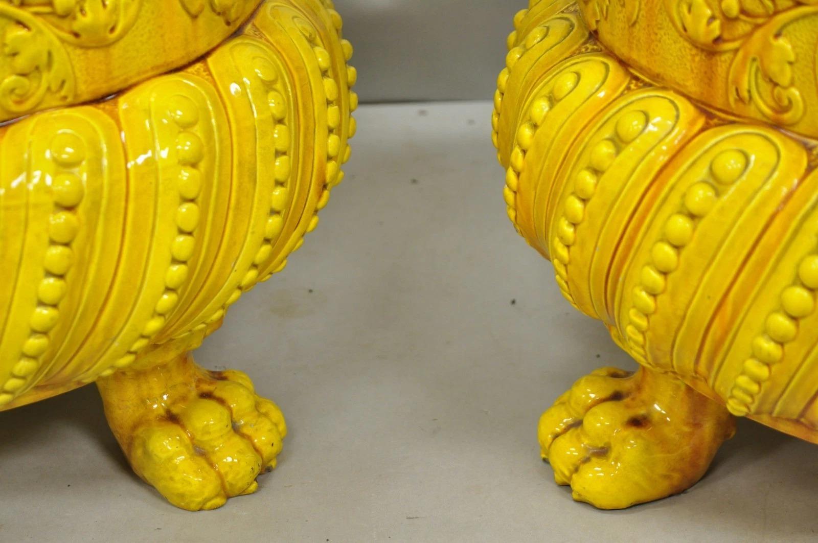 Burmantofts Faience Majolica English Regency Yellow Glazed Jardiniere Pot - Pair For Sale 7