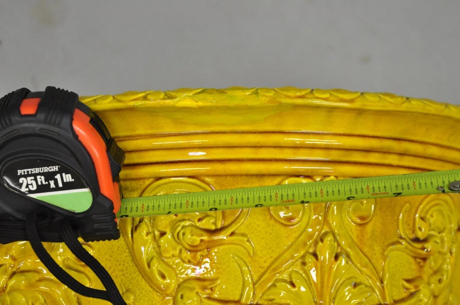 Burmantofts Faience Majolica English Regency Yellow Glazed Jardiniere Pot - Pair For Sale 3