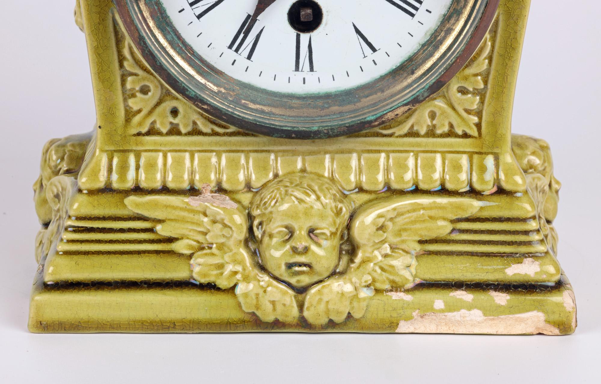 Burmantofts Faience Mantle Clock with Winged Horse For Sale 11