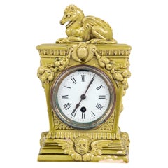 Antique Burmantofts Faience Mantle Clock with Winged Horse