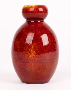 Burmantofts Faience Ox Blood Glazed Frog Spawn Pattern Art Pottery Vase
