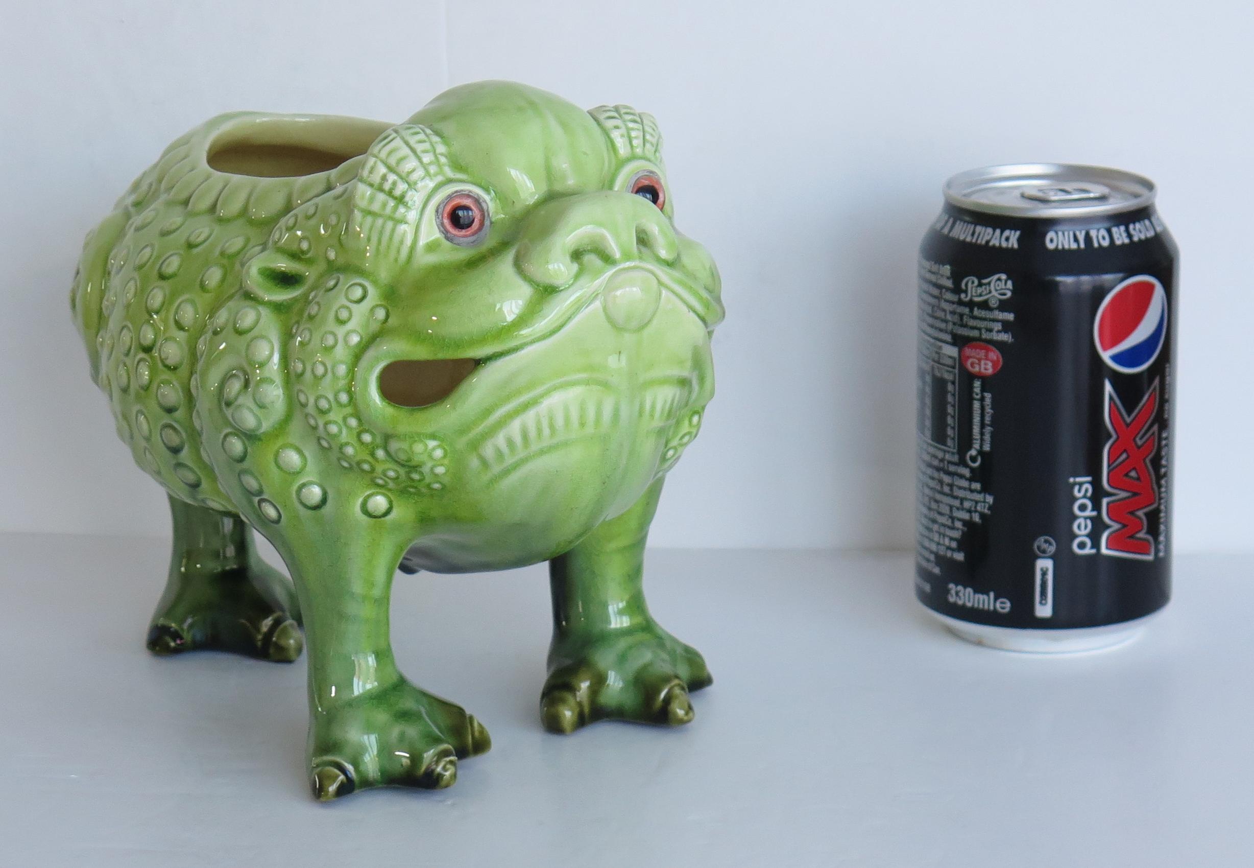 Burmantofts Grotesque Faience Bull Frog Spoon Warmer, Leeds England circa 1885 3