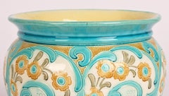 Burmantofts Large Partie-Color Art Nouveau Hand-Painted Planter