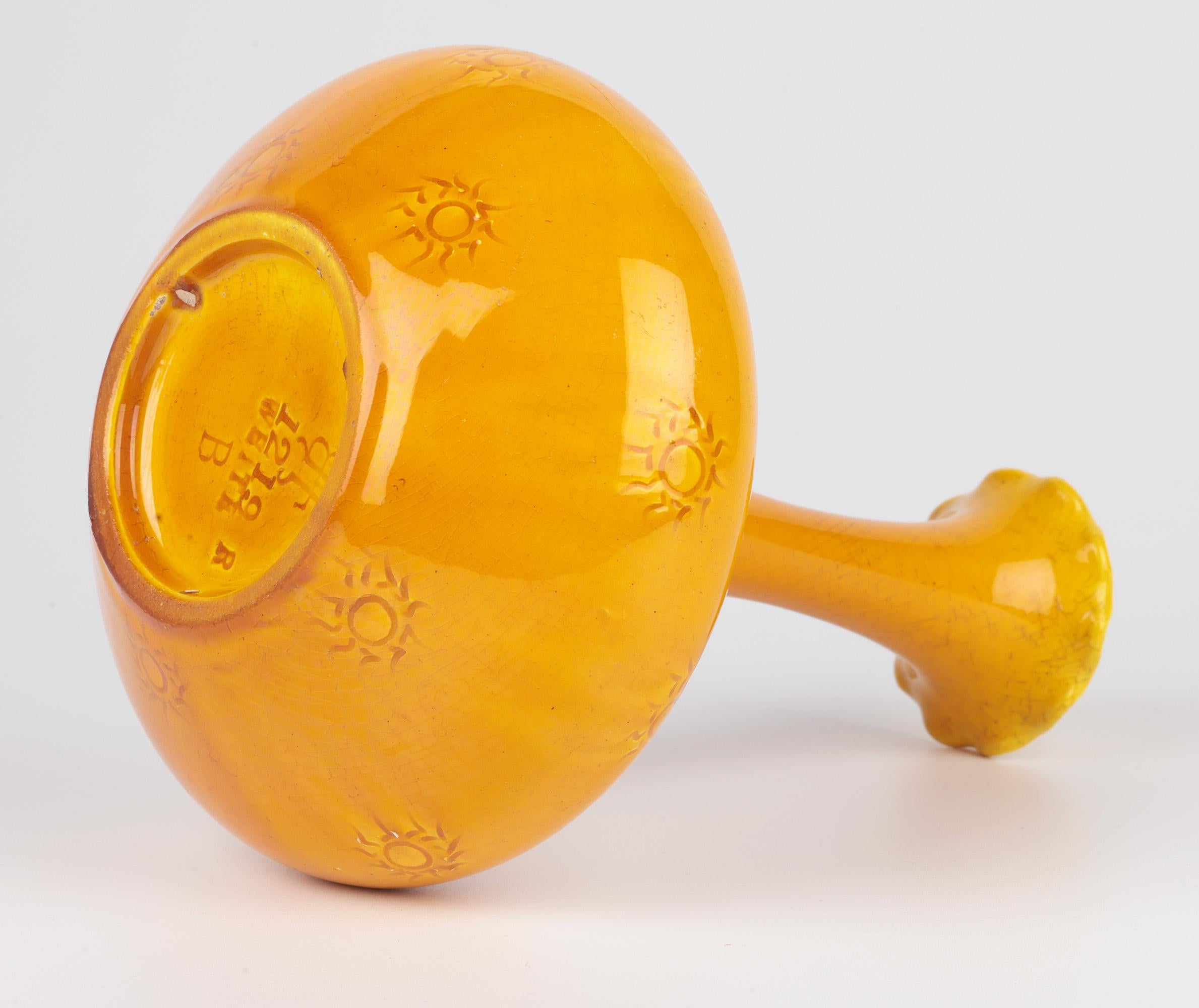 Burmantofts Seltene Safran glasiert Sunburst Muster Kunst Pottery Vase im Angebot 4