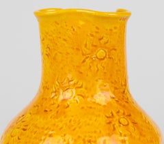 Burmantofts Saffron Glazed Sunburst Pattern Dimple Art Pottery Vase