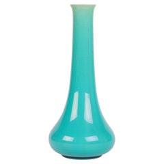 Burmantofts Tall Bud Shaped Turquoise Glazed Art Pottery Vase