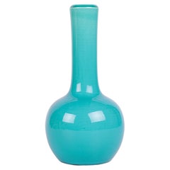 Burmantofts Turquoise Glazed Bottle Shape Art Pottery Vase